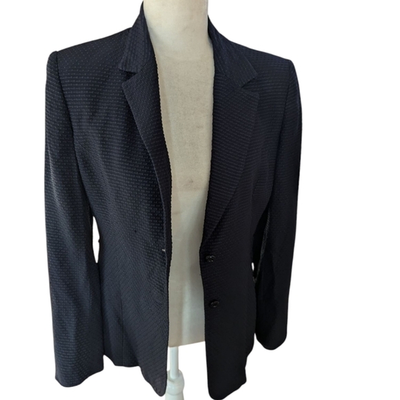 Carlisle Navy Blazer Nubby Structured Career Preppy Old Money Quiet Luxury Sz 6 - Picture 5 of 10